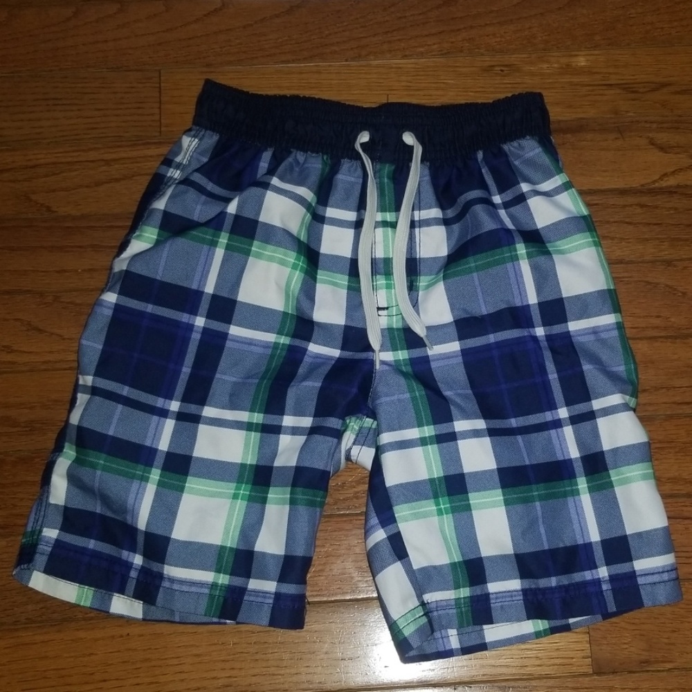 Boys gymboree size 7 plaid swim trunks